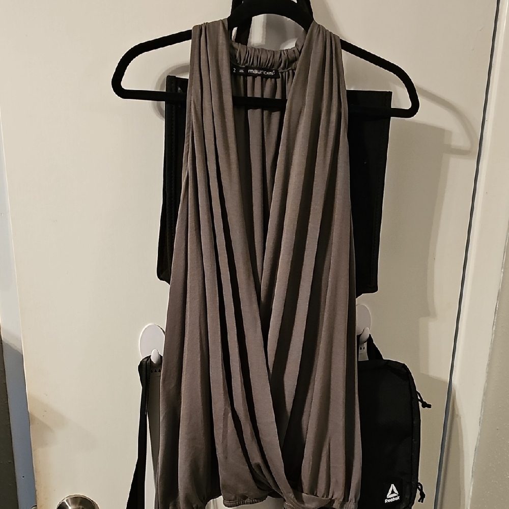 Olive Sleeveless Drape Top